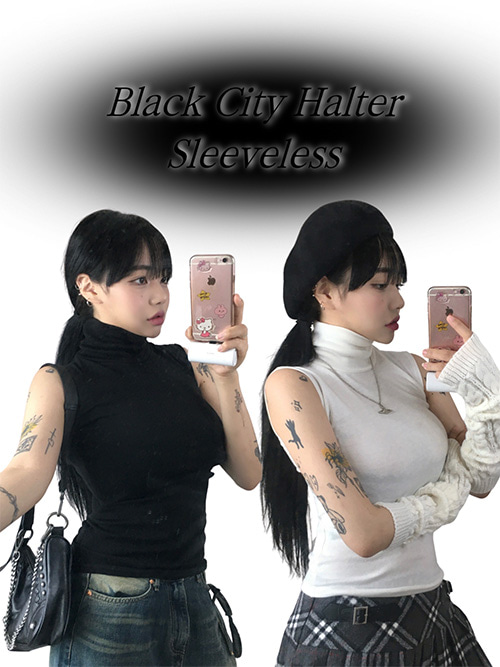 Black City Turtleneck Sleeveless. (2col)