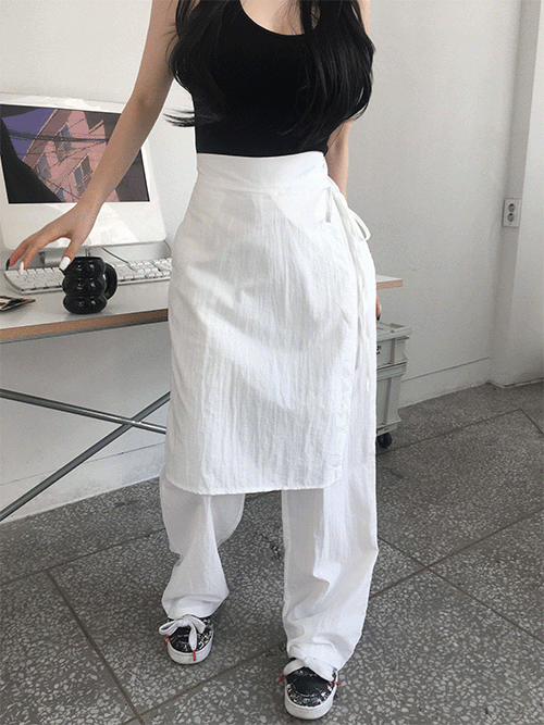 [방수/편해요] wrap skirt pants (2col)