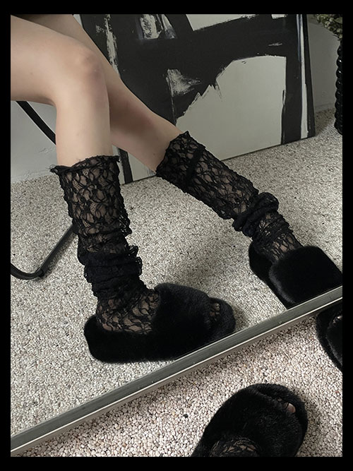 Romantic spandex lace knee socks (2col)