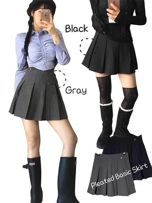 Basic pleats skirt. (2col)