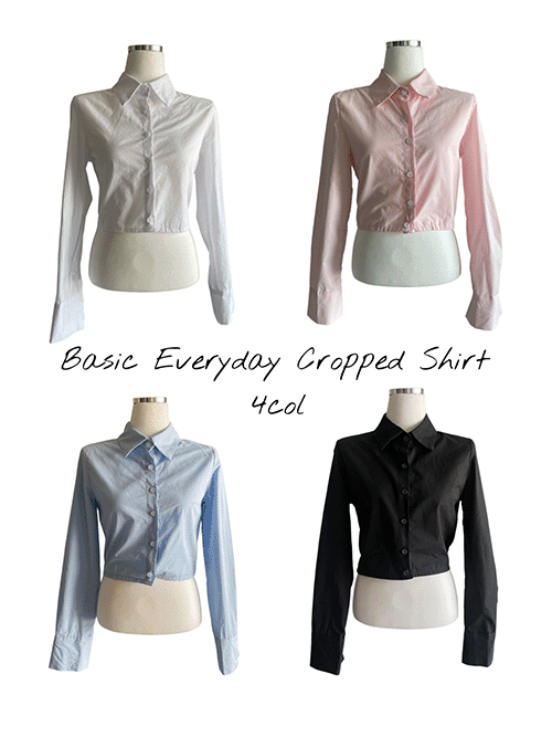 [뒷핀턱/예쁜핏] Basic Everyday Cropped Shirt. (4col)
